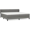 Image de vidaXL Lit boxspring avec matelas gris foncé 200x200 cm Tissu