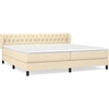 Image de vidaXL Lit boxspring avec matelas Crème 200x200 cm Tissu