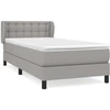 Image de vidaXL Lit boxspring avec matelas gris clair 90x200 cm Tissu