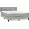 Image de vidaXL Lit boxspring avec matelas gris clair 140x190 cm Tissu