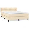 Image de vidaXL Lit boxspring avec matelas Crème 140x190 cm Tissu