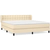 Image de vidaXL Lit boxspring avec matelas Crème 160x200 cm Tissu