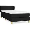 Image de vidaXL Lit boxspring avec matelas noir 90x200 cm Tissu