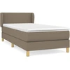 Image de vidaXL Lit boxspring avec matelas Taupe 90x200 cm Tissu
