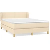 Image de vidaXL Lit boxspring avec matelas Crème 140x190 cm Tissu