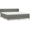 Image de vidaXL Lit boxspring avec matelas gris foncé 160x200 cm Tissu