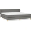 Image de vidaXL Lit boxspring avec matelas gris foncé 200x200 cm Tissu