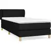 Image de vidaXL Lit boxspring avec matelas noir 90x190 cm Tissu