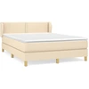 Image de vidaXL Lit boxspring avec matelas Crème 140x190 cm Tissu