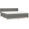 Image de vidaXL Lit boxspring avec matelas gris foncé 160x200 cm Tissu