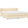 Image de vidaXL Lit boxspring avec matelas Crème 160x200 cm Tissu