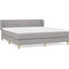 Image de vidaXL Lit boxspring avec matelas gris clair 180x200 cm Tissu