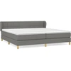 Image de vidaXL Lit boxspring avec matelas gris foncé 200x200 cm Tissu