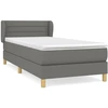Image de vidaXL Lit boxspring avec matelas gris foncé 90x200 cm Tissu