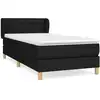 Image de vidaXL Lit boxspring avec matelas noir 90x200 cm Tissu
