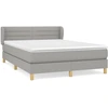 Image de vidaXL Lit boxspring avec matelas gris clair 140x190 cm Tissu