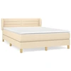 Image de vidaXL Lit boxspring avec matelas Crème 140x190 cm Tissu