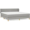 Image de vidaXL Lit boxspring avec matelas gris clair 160x200 cm Tissu