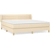 Image de vidaXL Lit boxspring avec matelas Crème 160x200 cm Tissu
