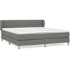 Image de vidaXL Lit boxspring avec matelas gris foncé 180x200 cm Tissu