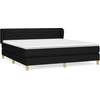 Image de vidaXL Lit boxspring avec matelas noir 180x200 cm Tissu