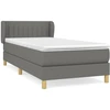 Image de vidaXL Lit boxspring avec matelas gris foncé 90x190 cm Tissu