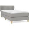 Image de vidaXL Lit boxspring avec matelas gris clair 90x200 cm Tissu