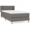 Image de vidaXL Lit boxspring avec matelas gris foncé 100x200 cm Tissu