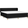 Image de vidaXL Lit boxspring avec matelas noir 160x200 cm Tissu