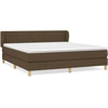 Image de vidaXL Lit boxspring avec matelas brun foncé 160x200 cm Tissu