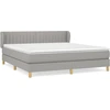 Image de vidaXL Lit boxspring avec matelas gris clair 180x200 cm Tissu