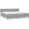 Image de vidaXL Lit boxspring avec matelas gris clair 200x200 cm Tissu