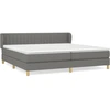 Image de vidaXL Lit boxspring avec matelas gris foncé 200x200 cm Tissu