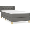 Image de vidaXL Lit boxspring avec matelas gris foncé 90x190 cm Tissu
