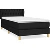 Image de vidaXL Lit boxspring avec matelas noir 90x200 cm Tissu