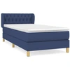Image de vidaXL Lit boxspring avec matelas bleu 90x200 cm Tissu