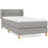 Image de vidaXL Lit boxspring avec matelas gris clair 100x200 cm Tissu