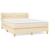 Image de vidaXL Lit boxspring avec matelas Crème 140x190 cm Tissu