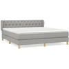 Image de vidaXL Lit boxspring avec matelas gris clair 160x200 cm Tissu