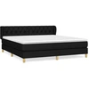 Image de vidaXL Lit boxspring avec matelas noir 160x200 cm Tissu