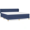 Image de vidaXL Lit boxspring avec matelas bleu 160x200 cm Tissu