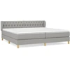Image de vidaXL Lit boxspring avec matelas gris clair 200x200 cm Tissu