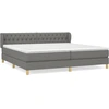 Image de vidaXL Lit boxspring avec matelas gris foncé 200x200 cm Tissu