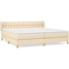 Image de vidaXL Lit boxspring avec matelas Crème 200x200 cm Tissu