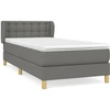 Image de vidaXL Lit boxspring avec matelas gris foncé 90x200 cm Tissu