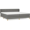 Image de vidaXL Lit boxspring avec matelas gris foncé 200x200 cm Tissu