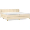 Image de vidaXL Lit boxspring avec matelas Crème 200x200 cm Tissu