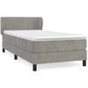 Image de vidaXL Lit boxspring avec matelas gris clair 100x200 cm velours