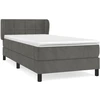 Image de vidaXL Lit boxspring avec matelas gris foncé 90x190 cm velours