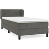 Image de vidaXL Lit boxspring avec matelas gris foncé 100x200 cm velours